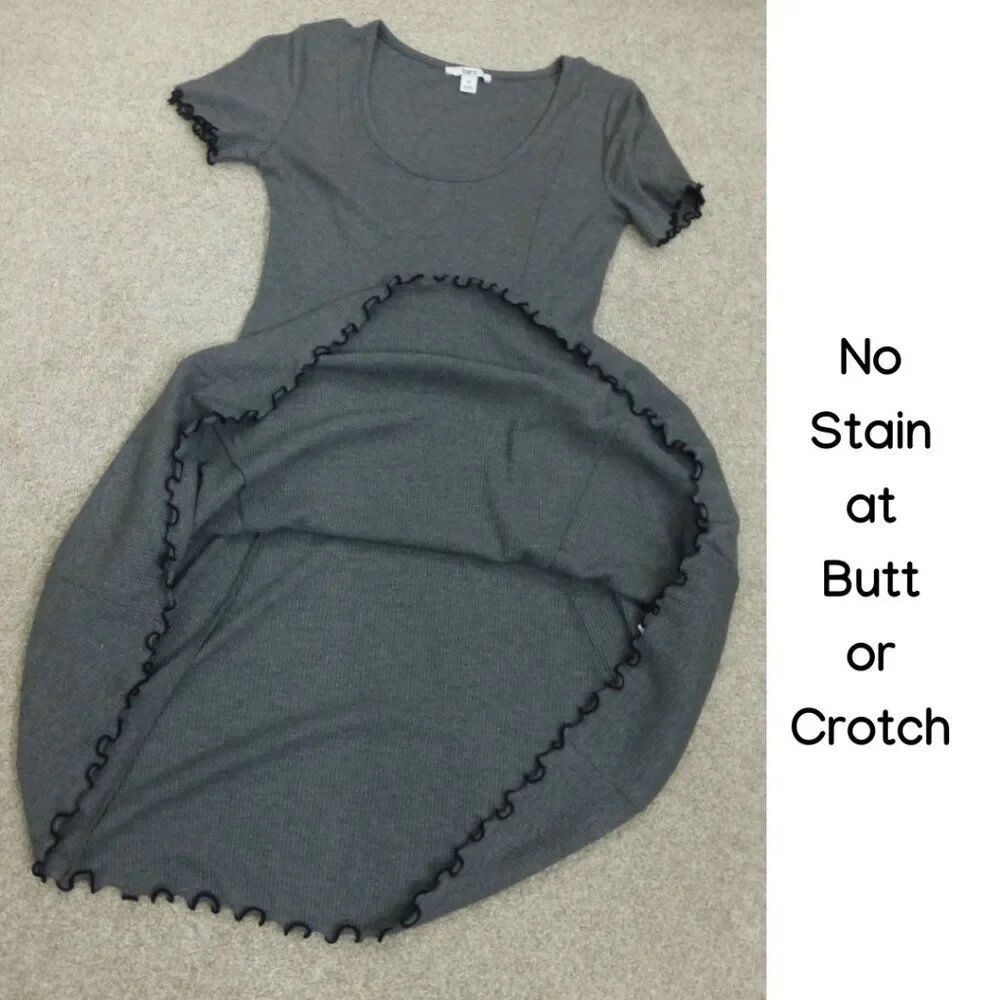 Bar III Short Sleeve Ribbed Fit & Flare Grey Dress